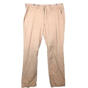 Express Mens Pants Tan Mid Rise Slim Fit Finn 100% Cotton 36x32